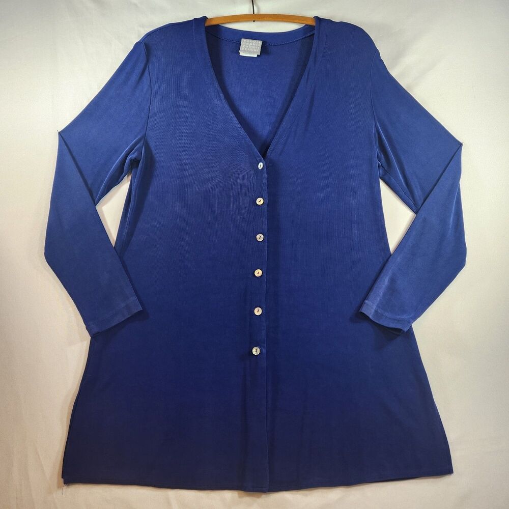 Rabbit Rabbit Rabbit Tunic Blouse Shirt Size 10M Blue Button Long Sleeve